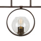 Forte Lighting Hoops 45" 3-Light Steel Antique Bronze Pendant With Clear Globe Glass Shade