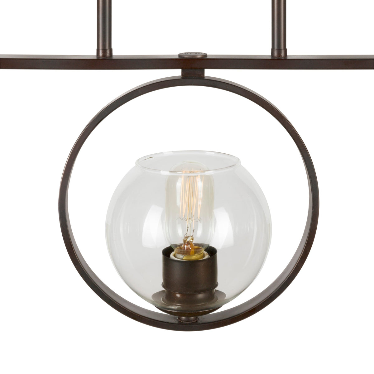 Forte Lighting Hoops 45" 3-Light Steel Antique Bronze Pendant With Clear Globe Glass Shade