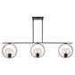 Forte Lighting Hoops 45" 3-Light Steel Antique Bronze Pendant With Clear Globe Glass Shade