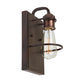 Forte Lighting Hoops 6" 1-Light Bare Bulb Antique Bronze Steel Wall Sconce With Clear Globe Glass Shade