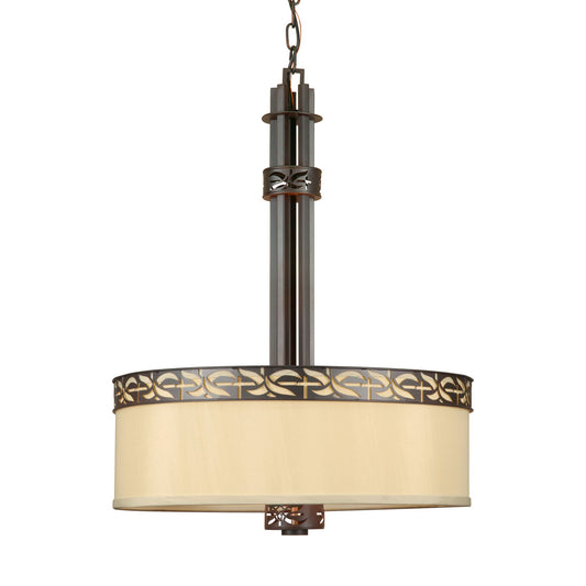 Forte Lighting Hope 21" 4-Light Steel Antique Bronze Pendant With Fabric Shade