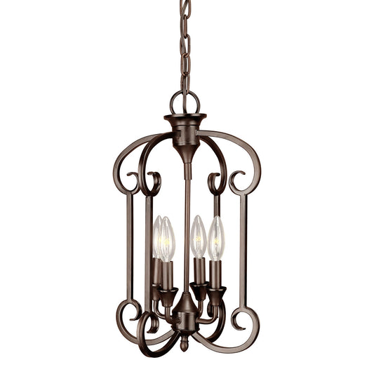 Forte Lighting Ione 12" 4-Light Steel Pendant Light In Antique Bronze Finish