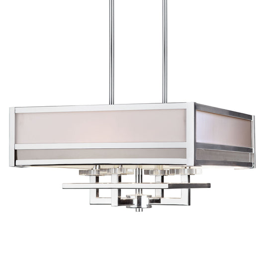 Forte Lighting Ione 21" 4-Light Steel Chrome Pendant With Fabric Shades
