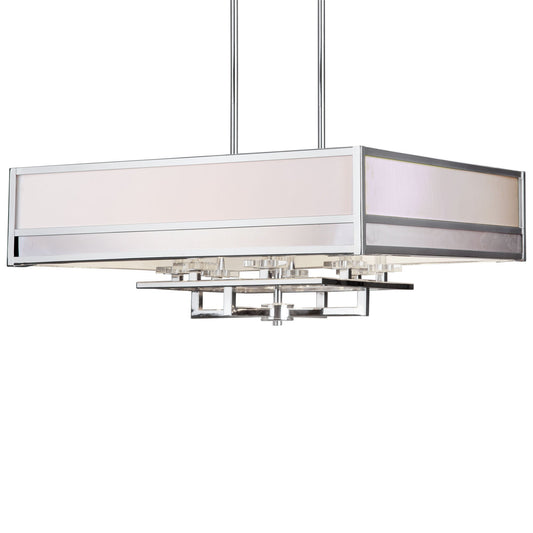 Forte Lighting Ione 33" 8-Light Steel Chrome Pendant With Fabric Shades