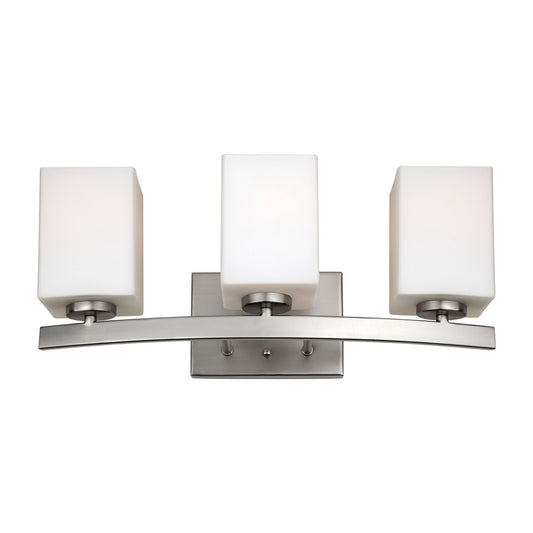 Forte Lighting Isa 19" 3-Light Steel Brushed Nickel Bath Bar With Satin Opal Glass Shades