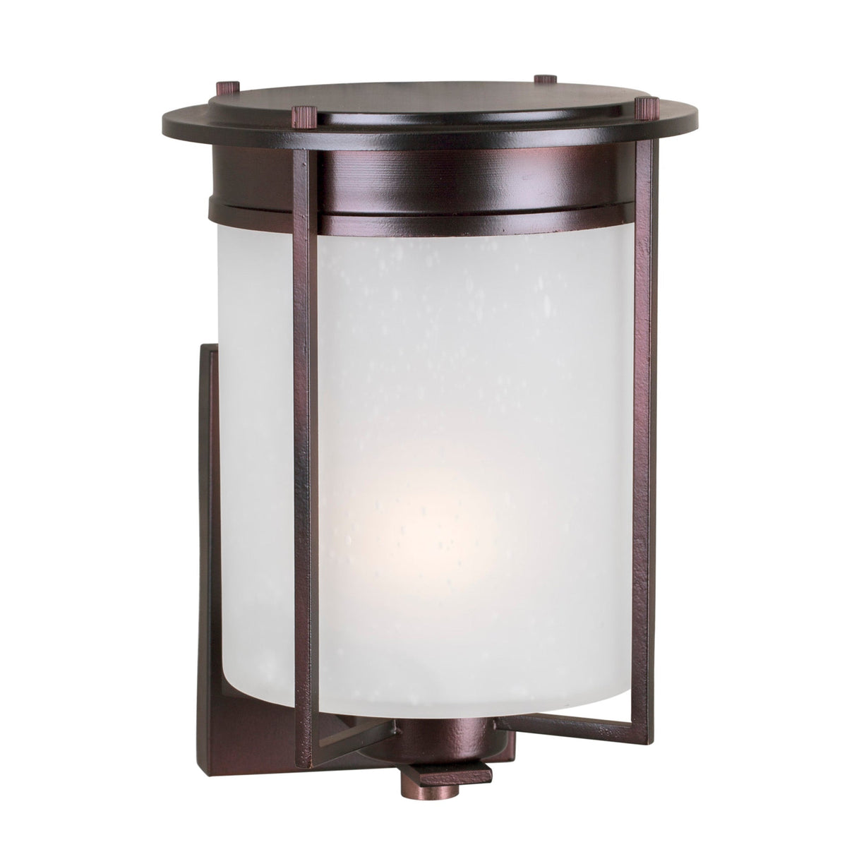 Forte Lighting Jax 7" Steel Antique Bronze Outdoor Wall Light With Frosted Seeded Glass Shade