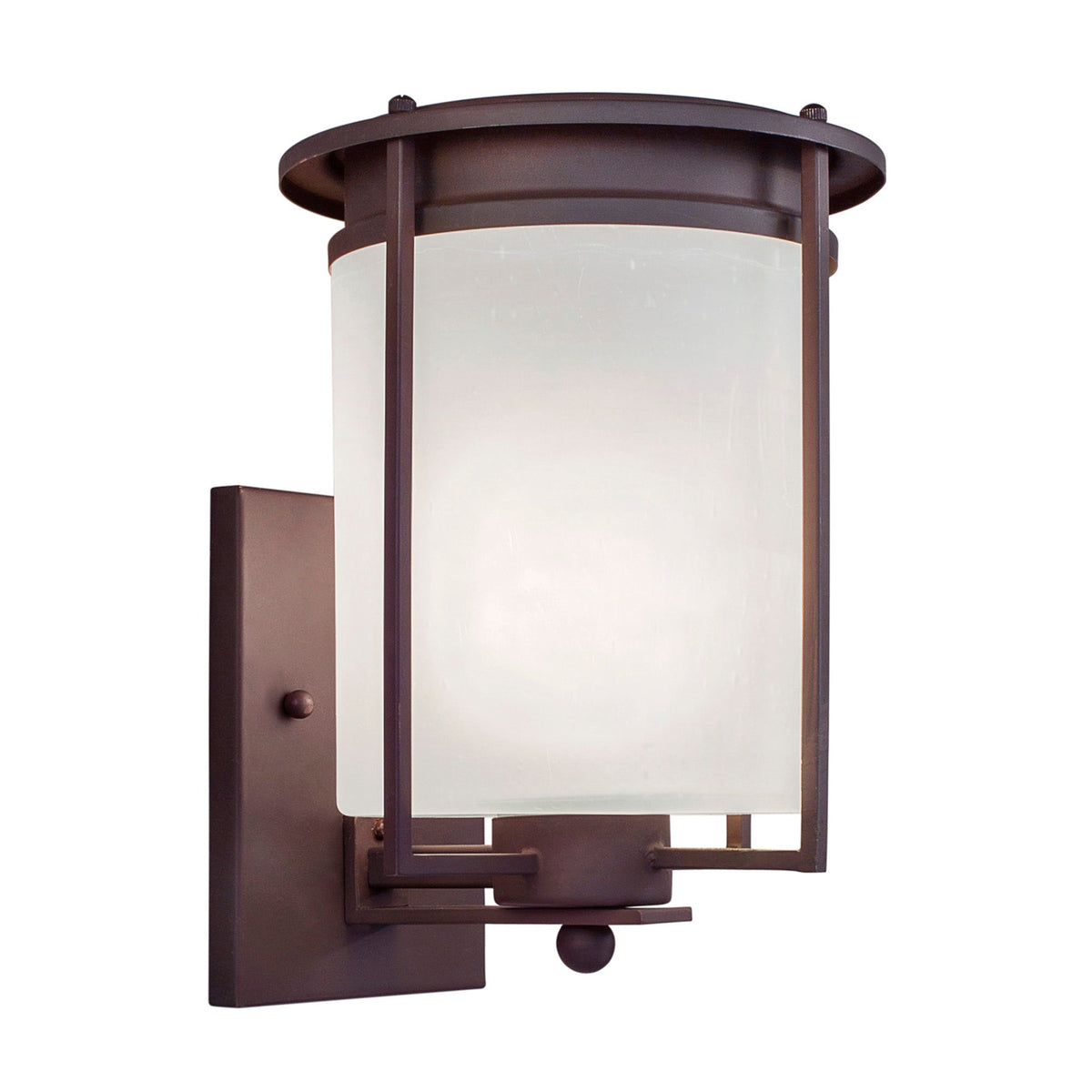Forte Lighting Jax 7" Steel Antique Bronze Outdoor Wall Light With Frosted Seeded Glass Shade