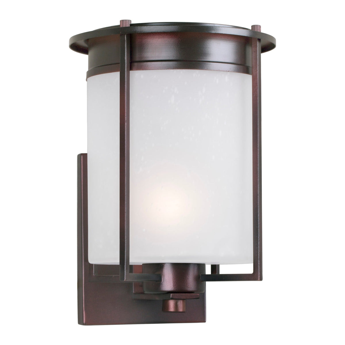 Forte Lighting Jax 7" Steel Antique Bronze Outdoor Wall Light With Frosted Seeded Glass Shade