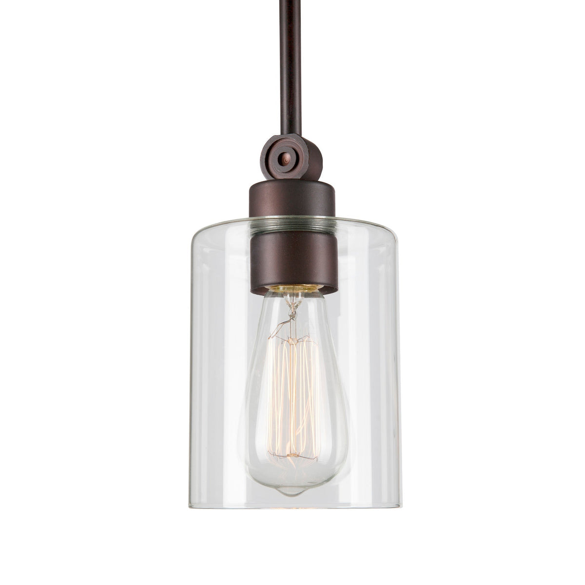 Forte Lighting Jayden 7" Steel Antique Bronze Mini Pendant With Clear Glass Shade