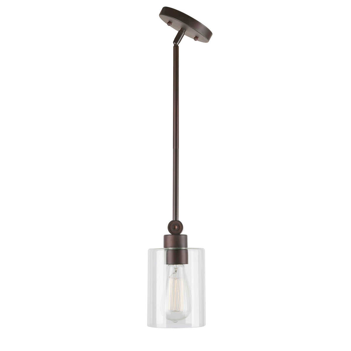 Forte Lighting Jayden 7" Steel Antique Bronze Mini Pendant With Clear Glass Shade