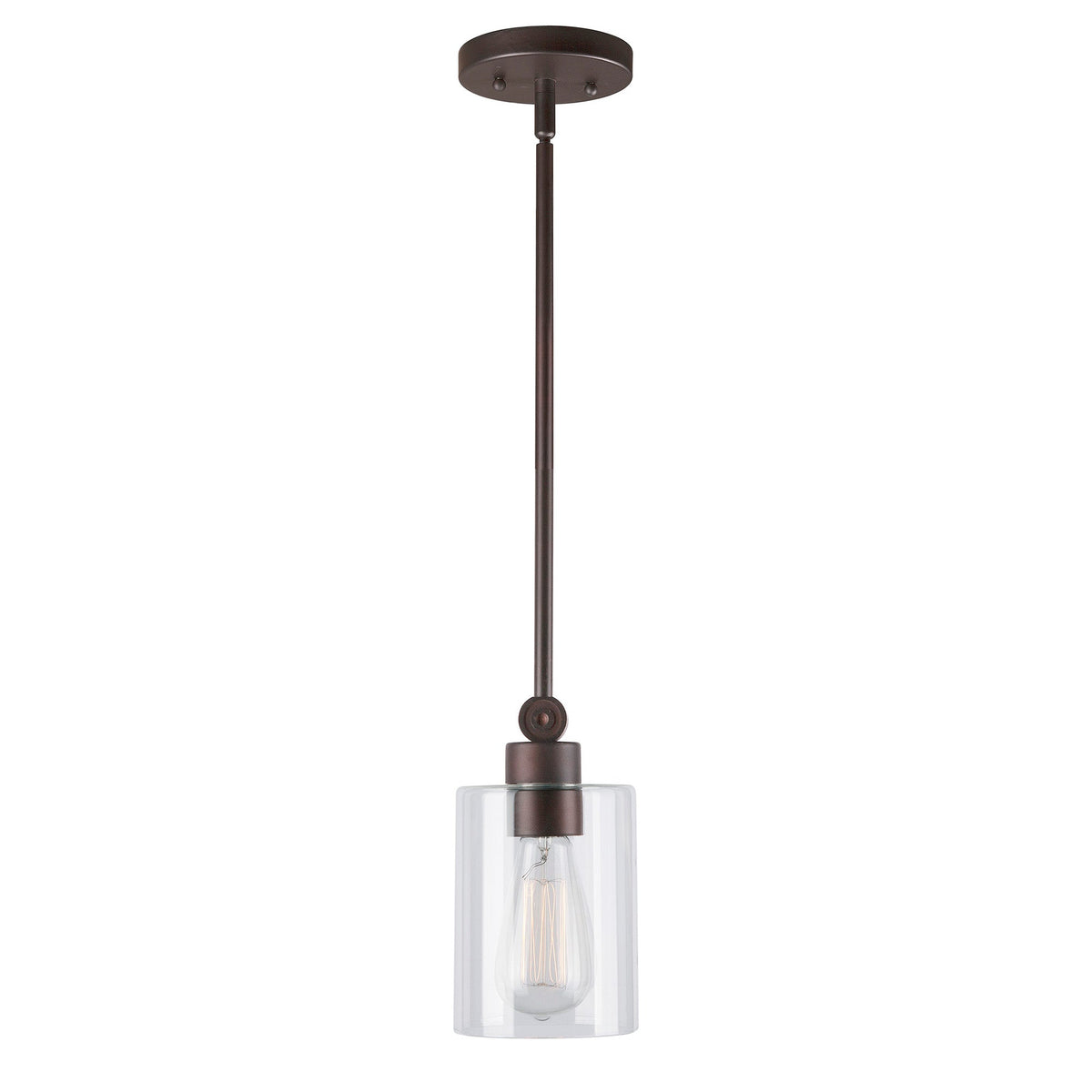 Forte Lighting Jayden 7" Steel Antique Bronze Mini Pendant With Clear Glass Shade
