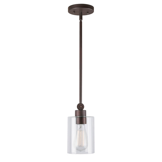 Forte Lighting Jayden 7" Steel Antique Bronze Mini Pendant With Clear Glass Shade