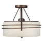 Forte Lighting Jolie 16" 3-Light Steel Antique Bronze Semi-Flush Mount With White Linen Glass Shade