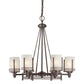 Forte Lighting Jolie 26" 6-Light Steel Antique Bronze Chandelier With White Linen Glass Shades