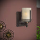 Forte Lighting Jolie 5" Steel Antique Bronze Wall Sconce With White Linen Glass Shade