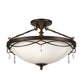 Forte Lighting Julie 18" 3-Light Steel Antique Bronze Semi-Flush Mount With White Glass Shade