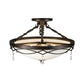 Forte Lighting Julie 18" 3-Light Steel Antique Bronze Semi-Flush Mount With White Glass Shade