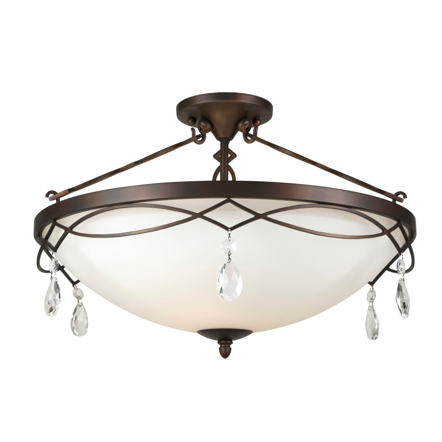 Forte Lighting Julie 22" 4-Light Steel Antique Bronze Semi-Flush Mount With White Glass Shade