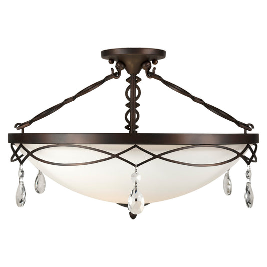 Forte Lighting Julie 22" 4-Light Steel Antique Bronze Semi-Flush Mount With White Glass Shade