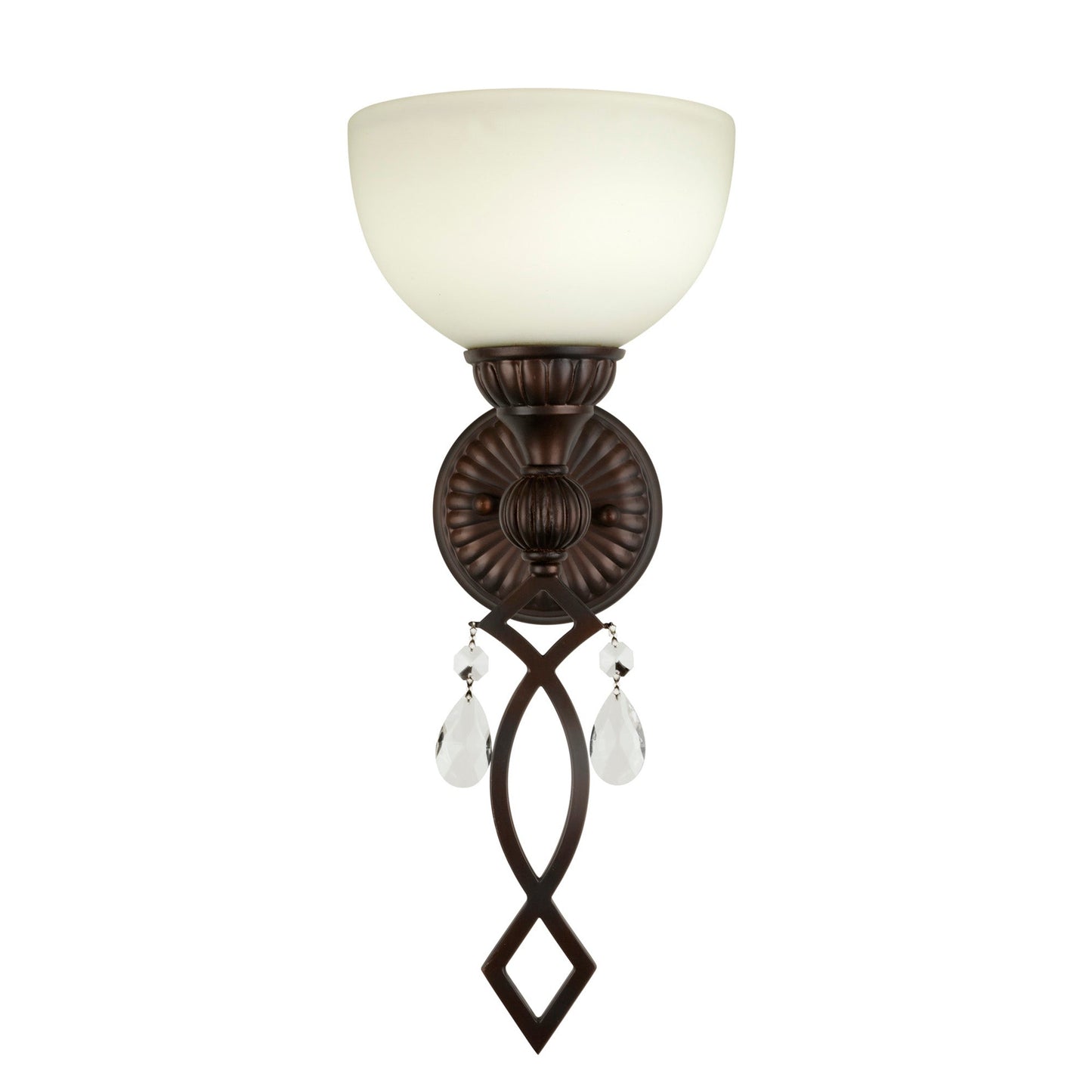 Forte Lighting Julie 8" Steel Antique Bronze Wall Sconce With White Glass Shade