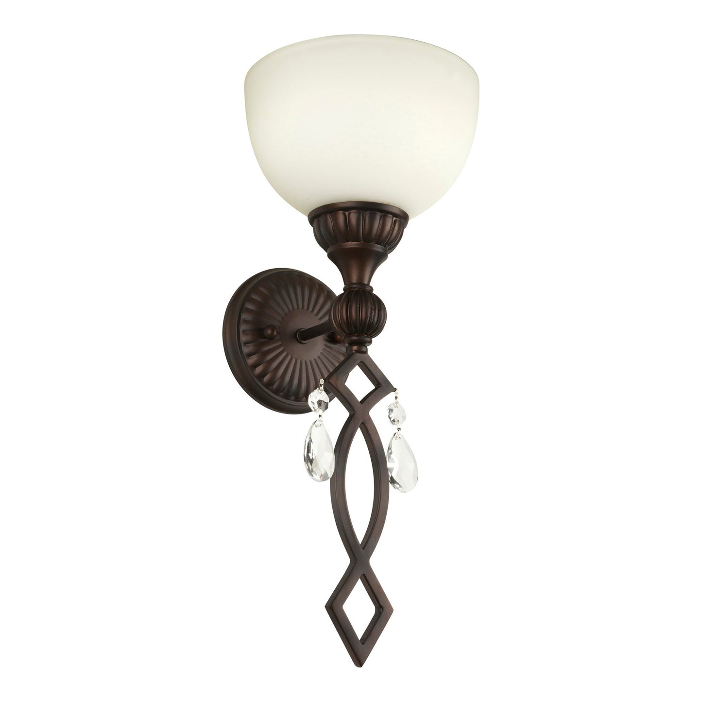 Forte Lighting Julie 8" Steel Antique Bronze Wall Sconce With White Glass Shade