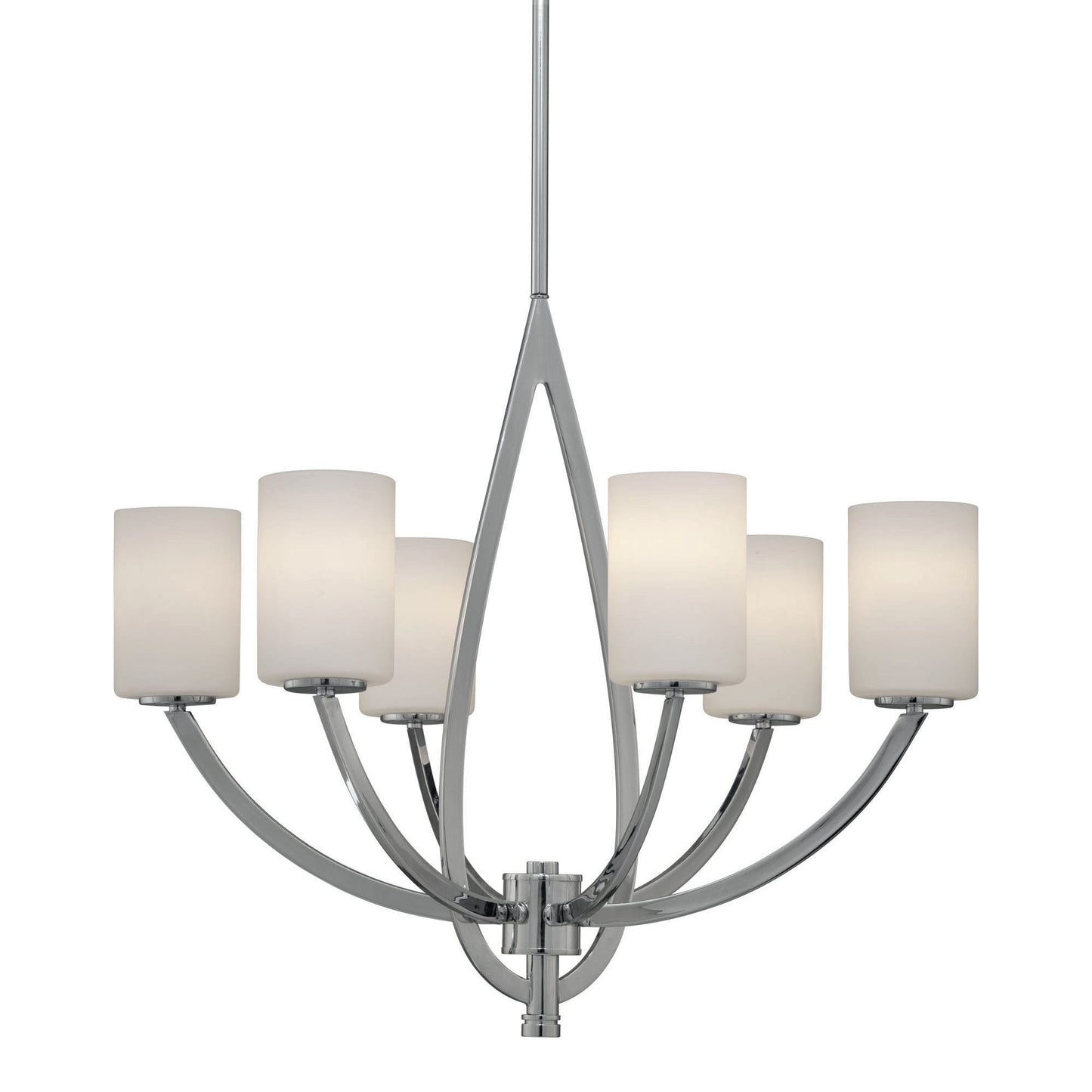 Forte Lighting Keli 27" 6-Light Steel Chrome Round Chandelier With Satin Opal Glass Shades