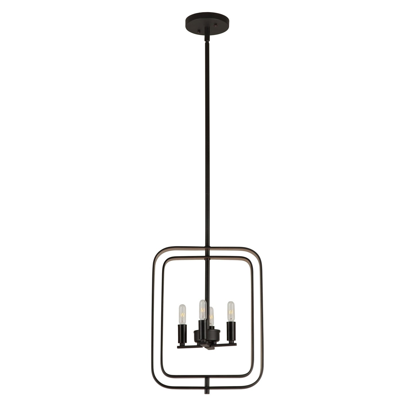 Forte Lighting Kineo 12" 4-Light Bare Bulb Steel Chandelier In Black & Gold Finish