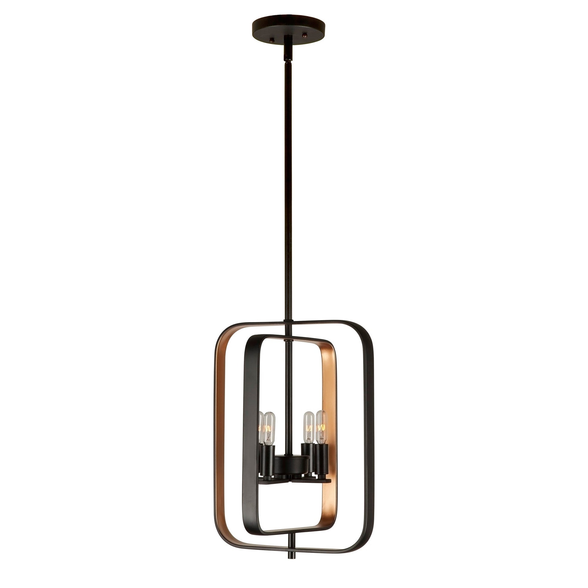 Forte Lighting Kineo 12" 4-Light Bare Bulb Steel Chandelier In Black & Gold Finish