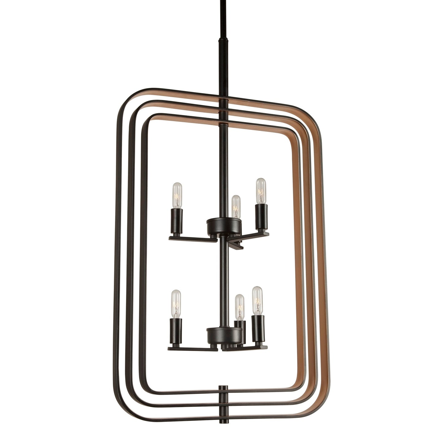 Forte Lighting Kineo 18" 6-Light Bare Bulb Steel Chandelier In Black & Gold Finish