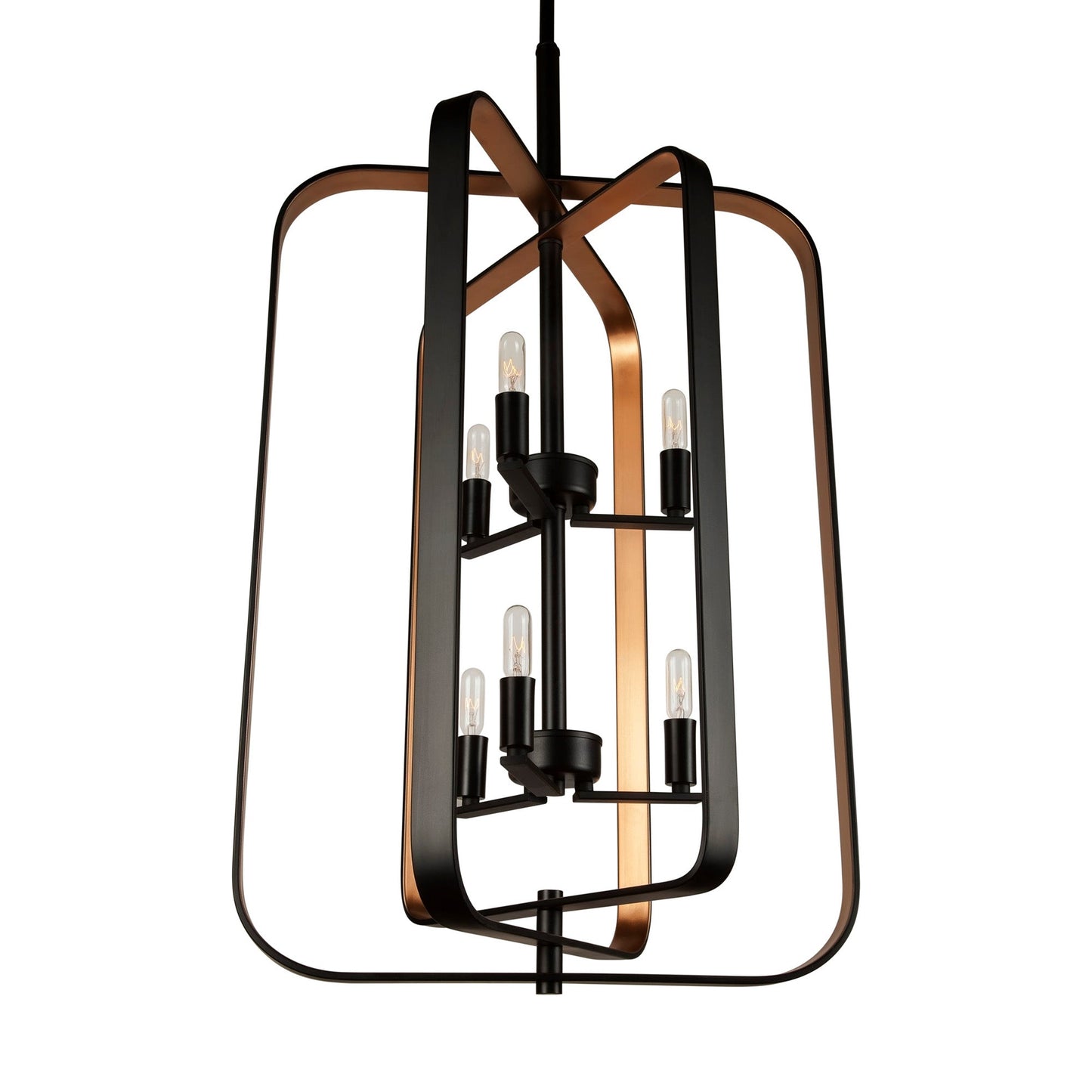 Forte Lighting Kineo 18" 6-Light Bare Bulb Steel Chandelier In Black & Gold Finish