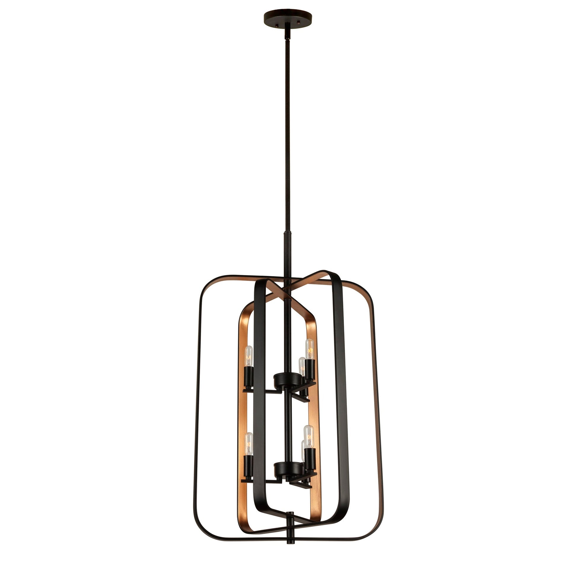 Forte Lighting Kineo 18" 6-Light Bare Bulb Steel Chandelier In Black & Gold Finish