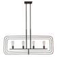 Forte Lighting Kineo 45" 4-Light Bare Bulb Steel Linear Chandelier In Black & Gold Finish