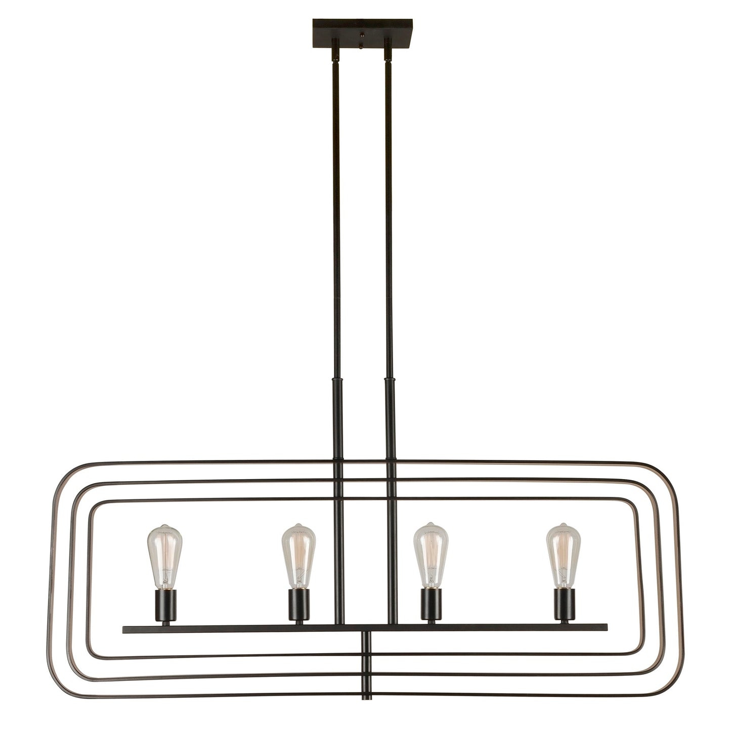 Forte Lighting Kineo 45" 4-Light Bare Bulb Steel Linear Chandelier In Black & Gold Finish