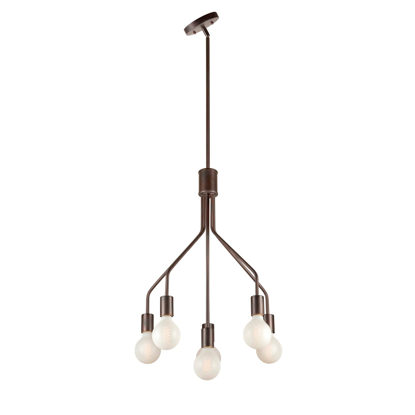 Forte Lighting Lacie 17" 6-Light Steel Bare Bulb Chandelier In Antique Bronze Finish