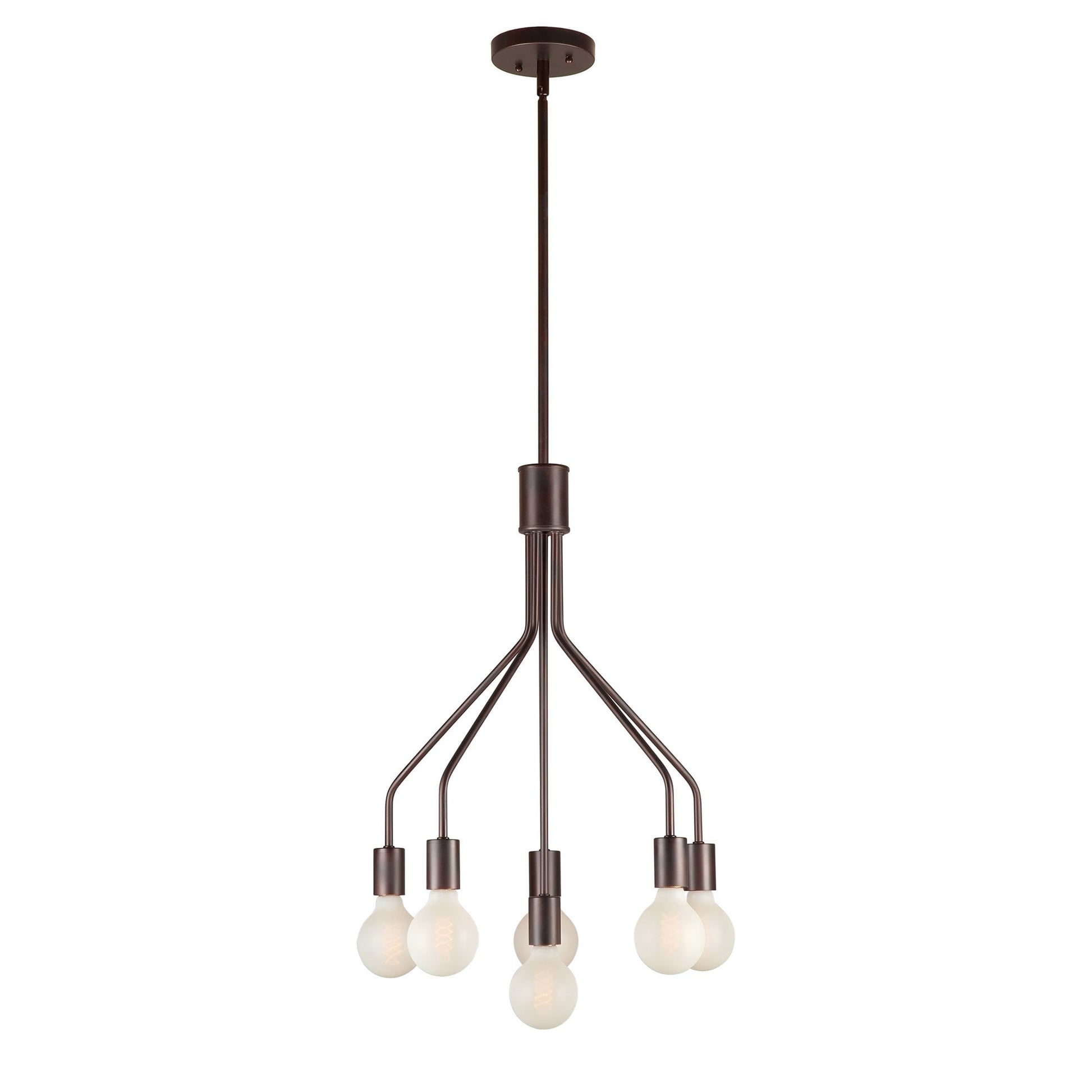 Forte Lighting Lacie 17" 6-Light Steel Bare Bulb Chandelier In Antique Bronze Finish