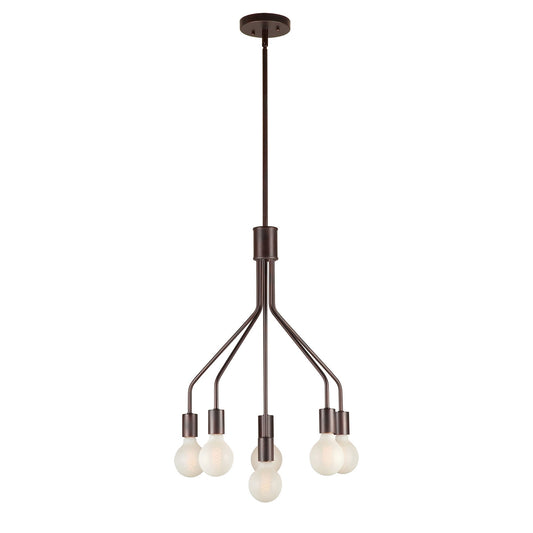 Forte Lighting Lacie 17" 6-Light Steel Bare Bulb Chandelier In Antique Bronze Finish