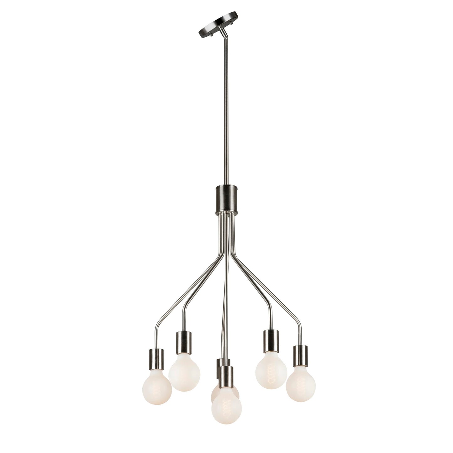 Forte Lighting Lacie 17" 6-Light Steel Bare Bulb Chandelier in Brushed Nickel Finish