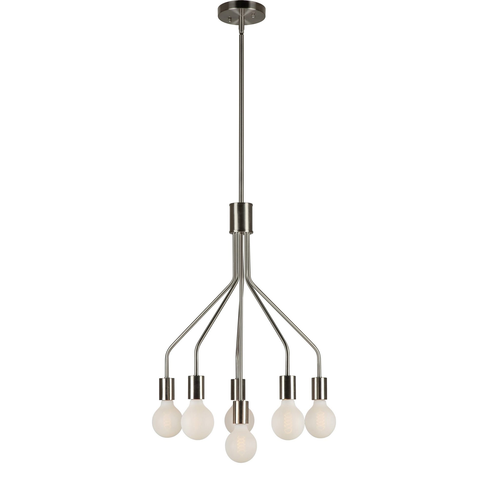 Forte Lighting Lacie 17" 6-Light Steel Bare Bulb Chandelier in Brushed Nickel Finish