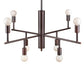 Forte Lighting Laine 28" 8-Light Steel Bare Bulb Chandelier In Antique Bronze Finish