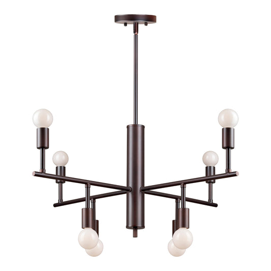 Forte Lighting Laine 28" 8-Light Steel Bare Bulb Chandelier In Antique Bronze Finish