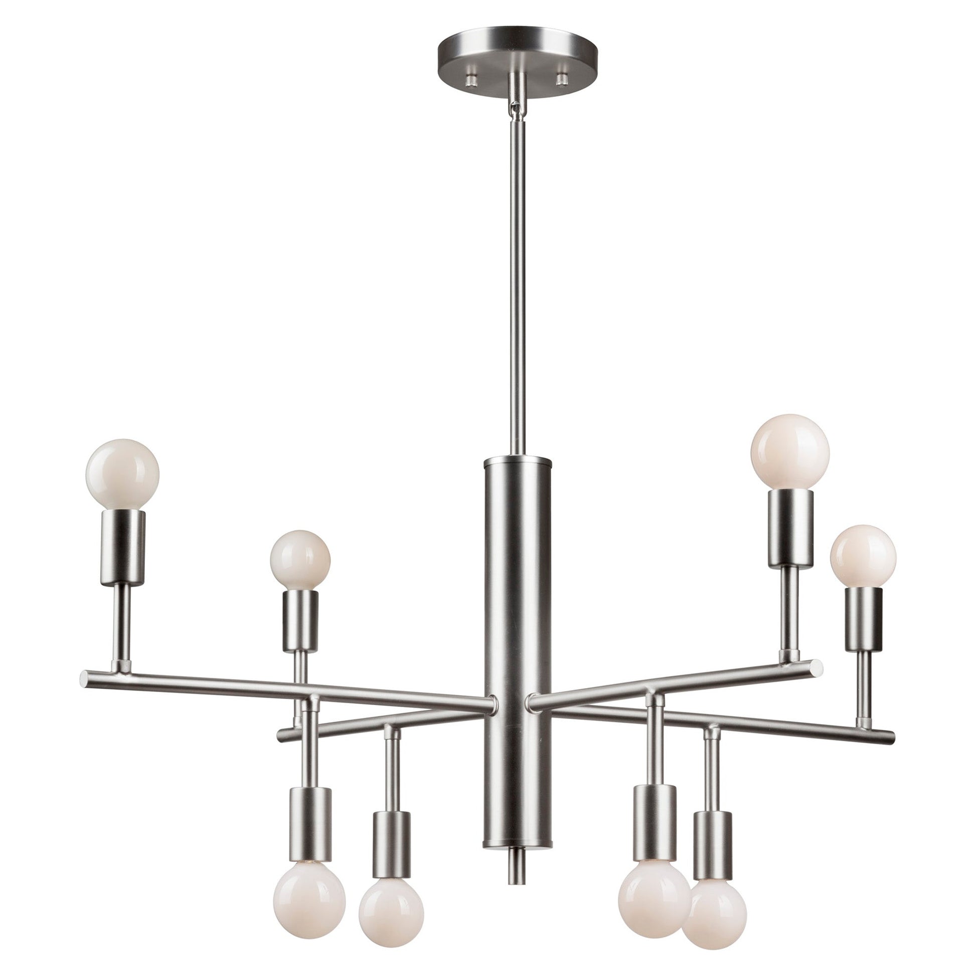 Forte Lighting Laine 28" 8-Light Steel Bare Bulb Chandelier In Brushed Nickel Finish