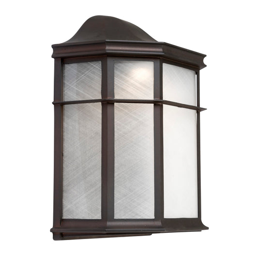Forte Lighting Lancaster 8" 1-Light Die Cast Aluminum Antique Bronze Outdoor Wall Light With White Acrylic Panel Shade