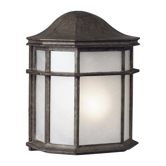 Forte Lighting Lancaster 8" 1-Light Die Cast Aluminum River Rock Outdoor Wall Light With White Acrylic Panel Shade