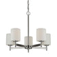 Forte Lighting Laurel 23" 5-Light Steel Brushed Nickel Round Chandelier With White Glass Shades