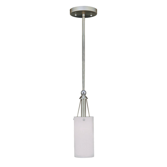 Forte Lighting Lee 5" Steel Brushed Nickel Mini Pendant With Satin Opal Glass Shade