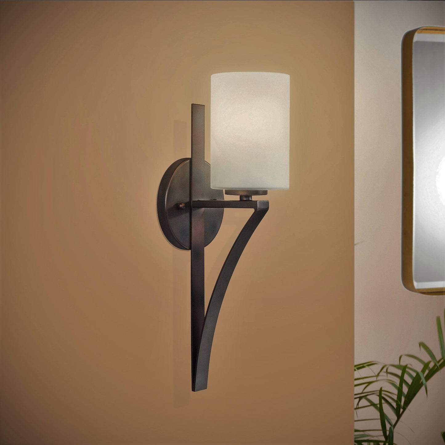 Forte Lighting Leo 5" Steel Antique Bronze Wall Sconce With Satin Opal Glass Shade