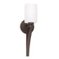 Forte Lighting Leo 5" Steel Antique Bronze Wall Sconce With Satin Opal Glass Shade