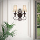 Forte Lighting Lester 14" 2-Light Steel Antique Bronze Wall Sconce With Fabric Shades