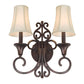 Forte Lighting Lester 14" 2-Light Steel Antique Bronze Wall Sconce With Fabric Shades