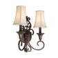 Forte Lighting Lester 14" 2-Light Steel Antique Bronze Wall Sconce With Fabric Shades